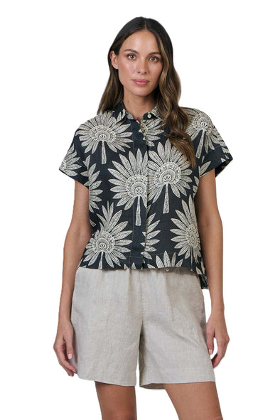 NATURALS LINEN SHIRT - DATE PALM