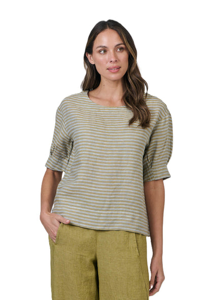 NATURALS STRIPE LINEN SHIRT - REED