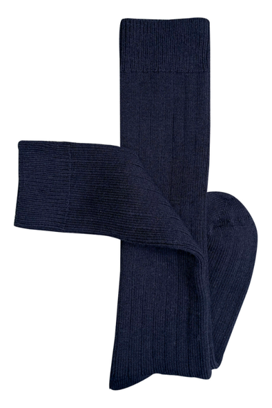 TIGHTOLOGY MERINO WOOL LONG RIB SOCKS - NAVY
