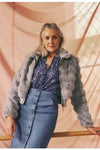 ONCE WAS STELLA FAUX FUR BOMBER JACKET - ICE BLUE