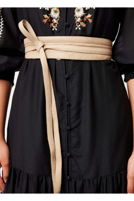 ONCE WAS MILTON LEATHER WRAP BELT- OATMEAL