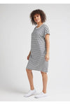 LOU LOU NICKS TEE DRESS - GREY MARLE & BLACK STRIPE