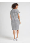 LOU LOU NICKS TEE DRESS - GREY MARLE & BLACK STRIPE