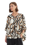 TIRELLI NOTCH NECK PRINT TOP - CARAMEL SWIRL