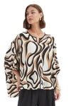 TIRELLI NOTCH NECK PRINT TOP - CARAMEL SWIRL