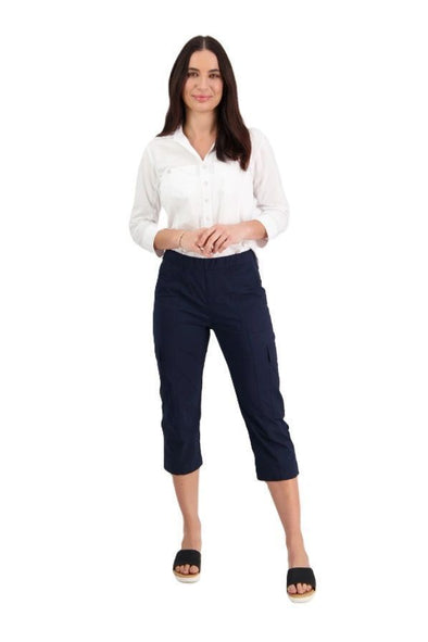 VASSALLI POPLIN PULL ON PANT - NAVY