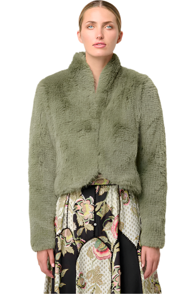 ONCE WAS REINA FAUX FUR JACKET - JADE MIST
