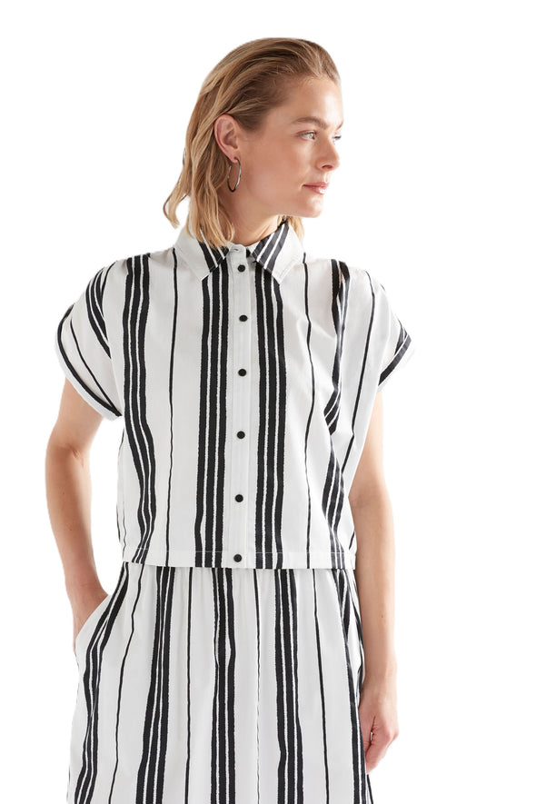 ELK REZA SHIRT - FEZ PRINT WHITE