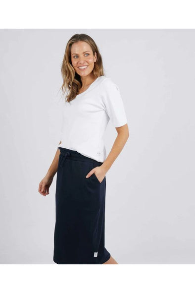 ELM RIB SCOOP TEE - WHITE