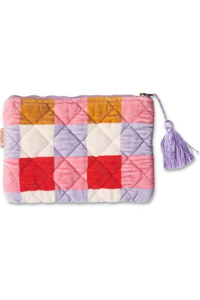 KIP&CO VELVET COSMETICS PURSE - SUMMER CHECK