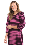 ELM TESS STRIPE KNIT DRESS - MERLOT/PINK