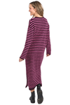ELM TESS STRIPE KNIT DRESS - MERLOT/PINK