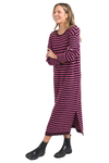 ELM TESS STRIPE KNIT DRESS - MERLOT/PINK