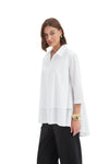 TIRELLI TIERED FRONT LYOCELL SHIRT - WHITE