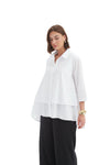 TIRELLI TIERED FRONT LYOCELL SHIRT - WHITE