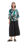 TIRELLI WIDE SLEEVE PRINT TOP - PETROL ABSTRACT