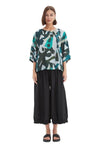 TIRELLI WIDE SLEEVE PRINT TOP - PETROL ABSTRACT