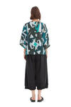 TIRELLI WIDE SLEEVE PRINT TOP - PETROL ABSTRACT