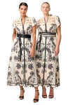 ONCE WAS XANTHIA DIAMOND SMOCK YOKE DRESS - IMPERIAL STONE