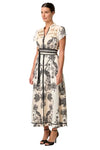 ONCE WAS XANTHIA DIAMOND SMOCK YOKE DRESS - IMPERIAL STONE