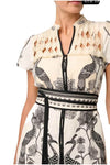 ONCE WAS XANTHIA DIAMOND SMOCK YOKE DRESS - IMPERIAL STONE