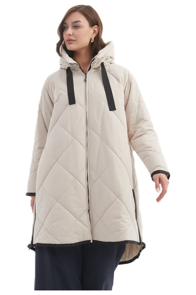 TIRELLI ZIP HEM WINTER COAT - CREAM