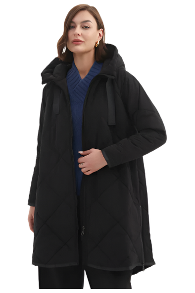 TIRELLI ZIP HEM WINTER COAT - BLACK