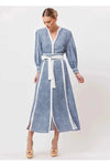 ONCE WAS COBA LINEN VISCOSE MIDI DRESS - DEL MAR STRIPE