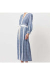 ONCE WAS COBA LINEN VISCOSE MIDI DRESS - DEL MAR STRIPE