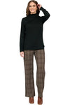 VASSALLI MERINO BASIC L/S POLO NECK TOP - FOREST