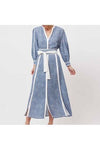 ONCE WAS COBA LINEN VISCOSE MIDI DRESS - DEL MAR STRIPE