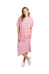 ELM BON BON STRIPE DRESS - RED/ PINK