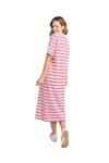 ELM BON BON STRIPE DRESS - RED/ PINK