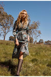 ONCE WAS SIENNA COTTON SILK MIDI DRESS - DAHLIA FIELDS