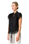 ONCE WAS DALIA DIAMOND SILK COTTON SHIRT - ONYX