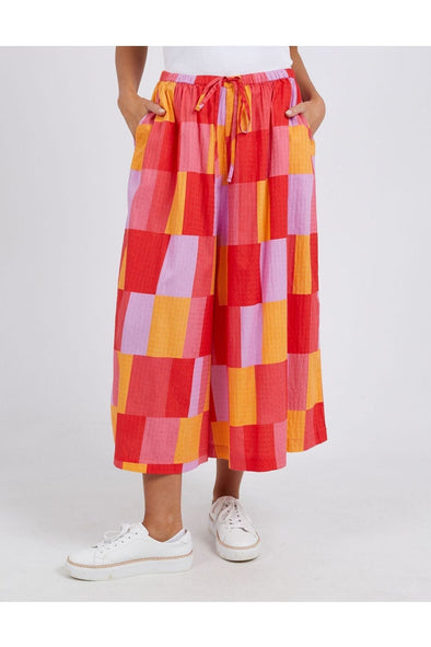 ELM SOLEIL WIDE LEG CHECK PANT - ORANGE