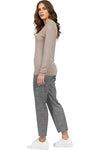 VASSALLI MERINO BASIC L/S CREW NECK TOP - TWIG