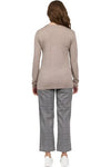 VASSALLI MERINO BASIC L/S CREW NECK TOP - TWIG