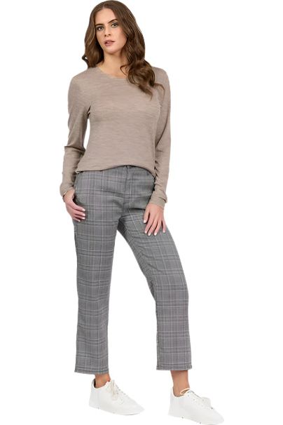 VASSALLI MERINO BASIC L/S CREW NECK TOP - TWIG