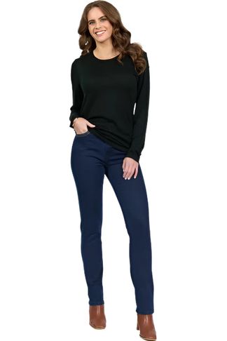 VASSALLI MERINO BASIC L/S CREW NECK TOP - FOREST