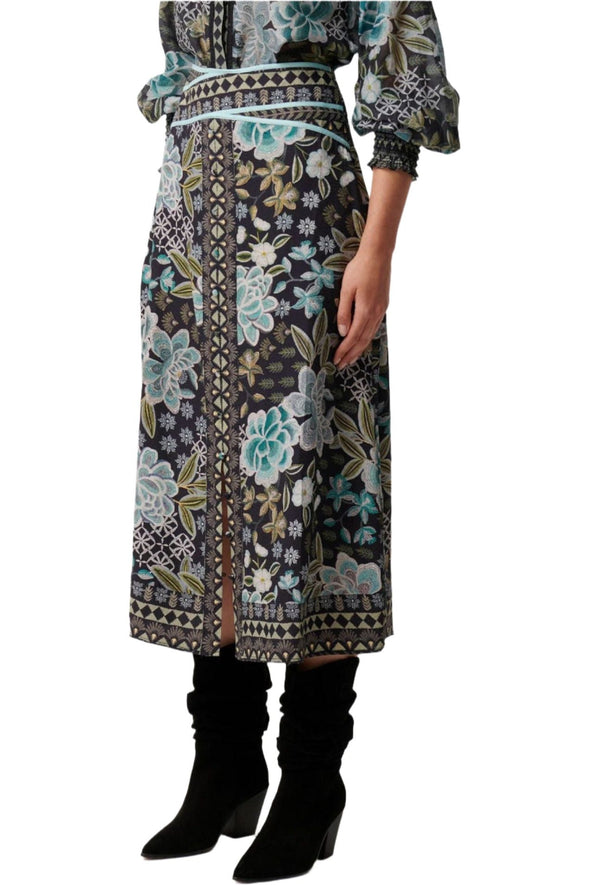 ONCE WAS HARPER WAIST PANEL SKIRT - DAHLIA FIELDS