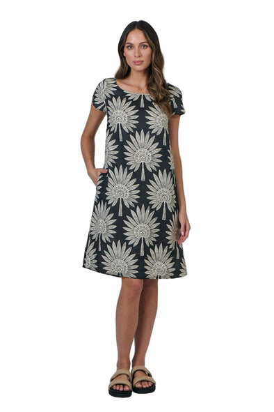 NATURALS LINEN DRESS -  DATE PALM