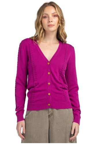 BOOM SHANKAR LORA CARDIGAN - MAGENTA