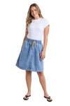 ELM PAISLEY DENIM SKIRT - BLUE