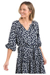 ELM GEMMA GEO DRESS - NAVY