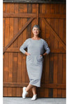 BARDOT T DRESS | GREY/WHITE
