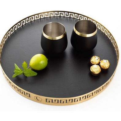 CLINQ BRASS & LEATHER TRAY