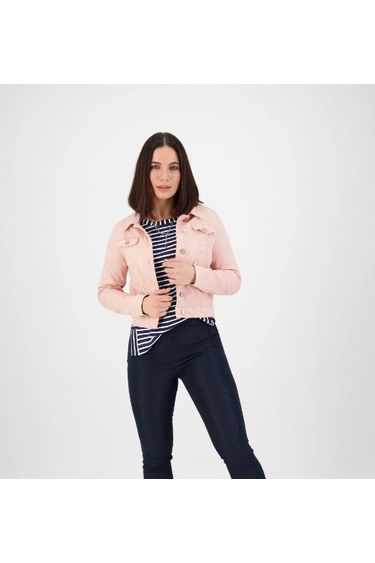 VASSALLI DISTRESSED DENIM JACKET - PINK
