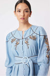 ONCE WAS GETTY EMBROIDERED DRESS - CHAMBRAY