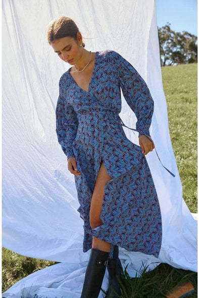 KINNEY LOLITA WRAP DRESS - BOYSENBERRY